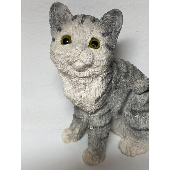 VTG United Design Co Sandicast Stone Critters Cat Tabby Gray White SC- 354 Green - Picture 2 of 9